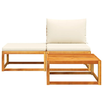 3 Piece Garden Sofa Set with Cushions Wood Acacia&Rope