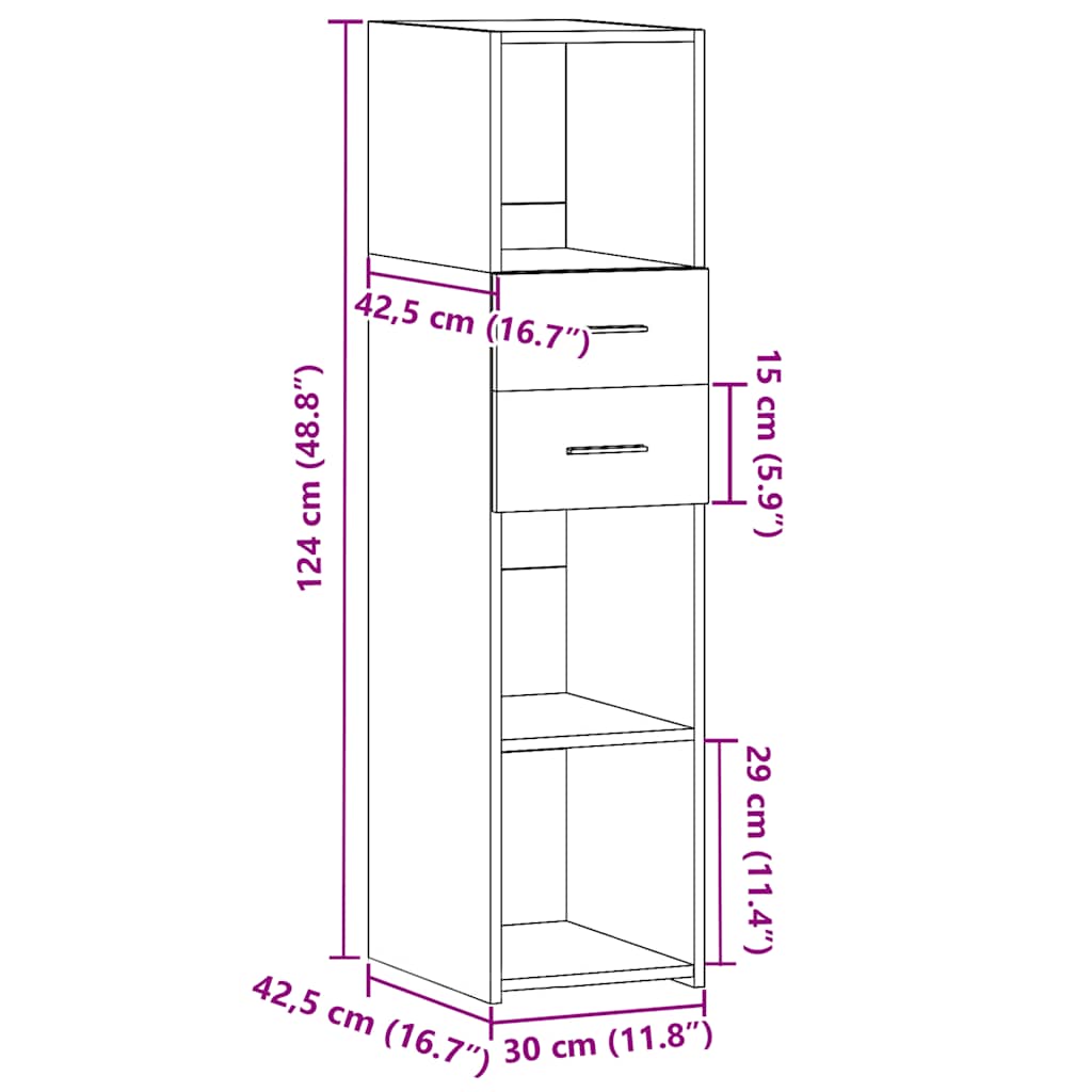 Highboard White 30x42.5x124 cm Engineered Wood