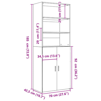 Highboard Smoked Oak 70x42,5x185 cm Engineered Wood
