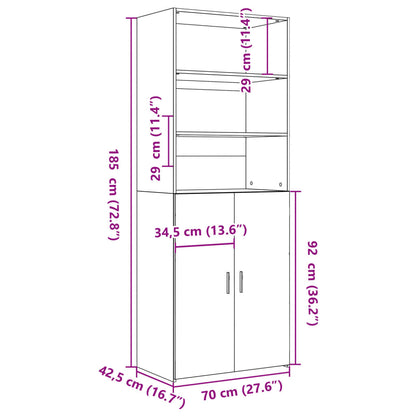 Highboard Grey Sonoma 70x42,5x185 cm Engineered Wood