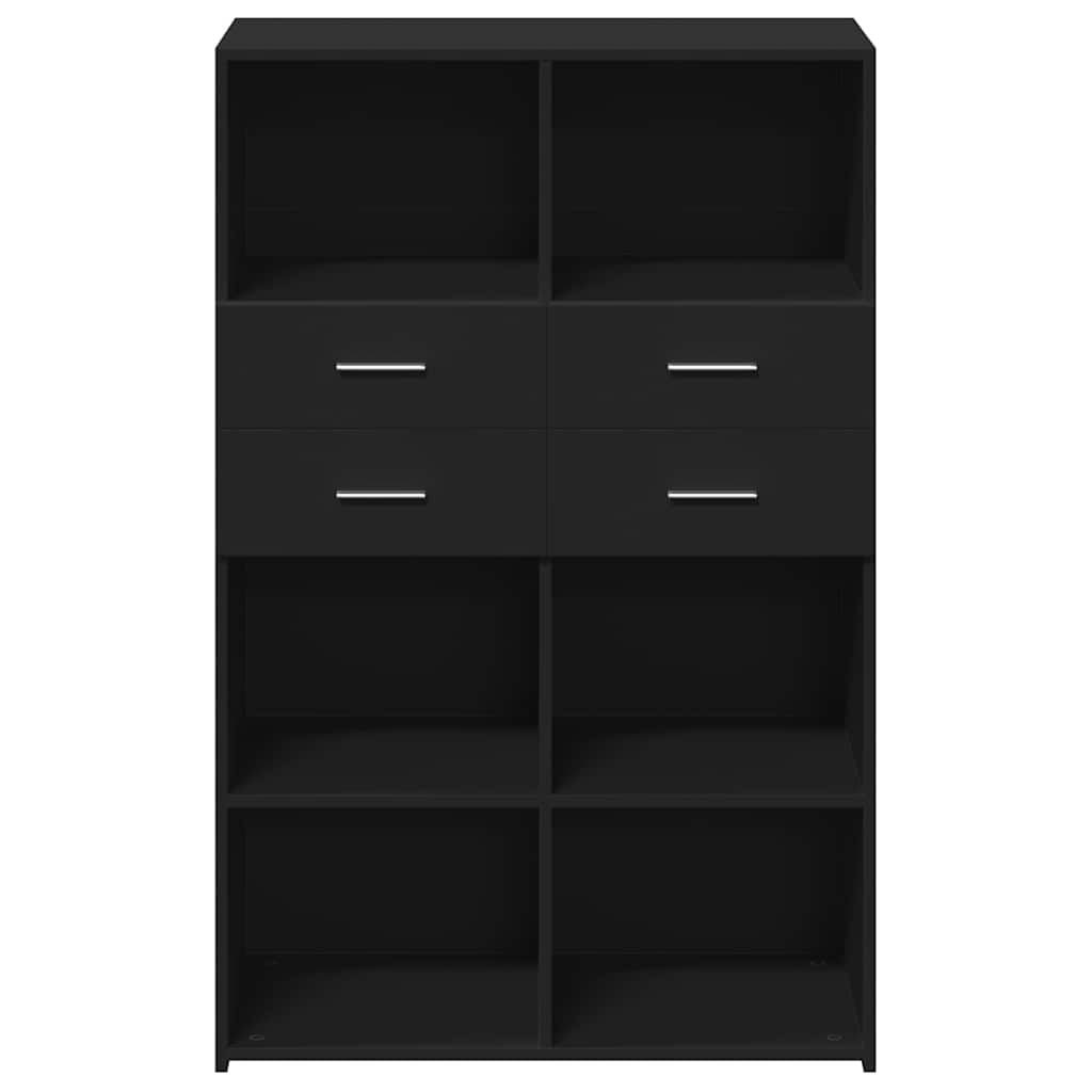Highboard | Black | Engineered wood | 124 cm tall, 80 cm wide | Highboard