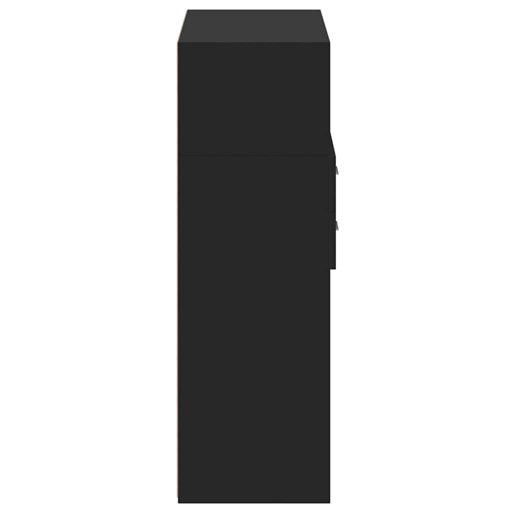Highboard | Black | Engineered wood | 124 cm tall, 80 cm wide | Highboard