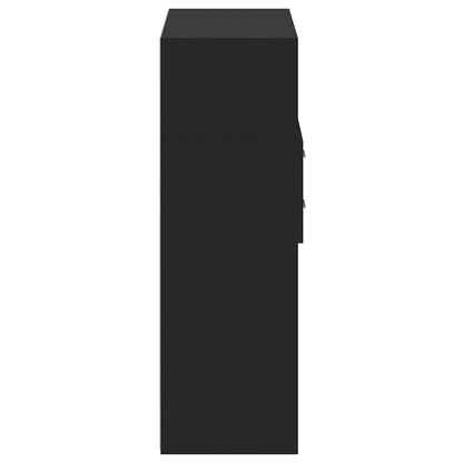 Highboard | Black | Engineered wood | 124 cm tall, 80 cm wide | Highboard