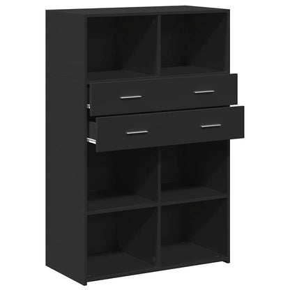 Highboard | Black | Engineered wood | 124 cm tall, 80 cm wide | Highboard