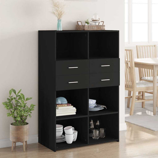 Highboard Black 80x42.5x124 cm Engineered Wood