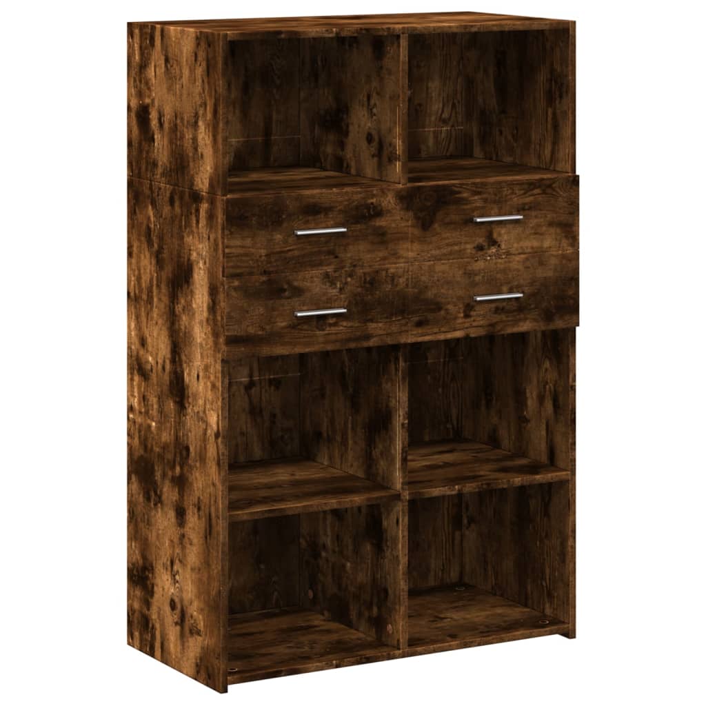 Highboard | Smoked oak | Engineered wood | 80x42.5x124 cm | Highboard