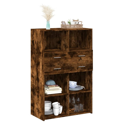 Highboard | Smoked oak | Engineered wood | 80x42.5x124 cm | Highboard