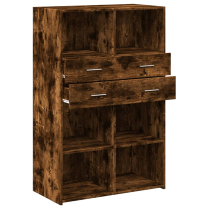 Highboard | Smoked oak | Engineered wood | 80x42.5x124 cm | Highboard