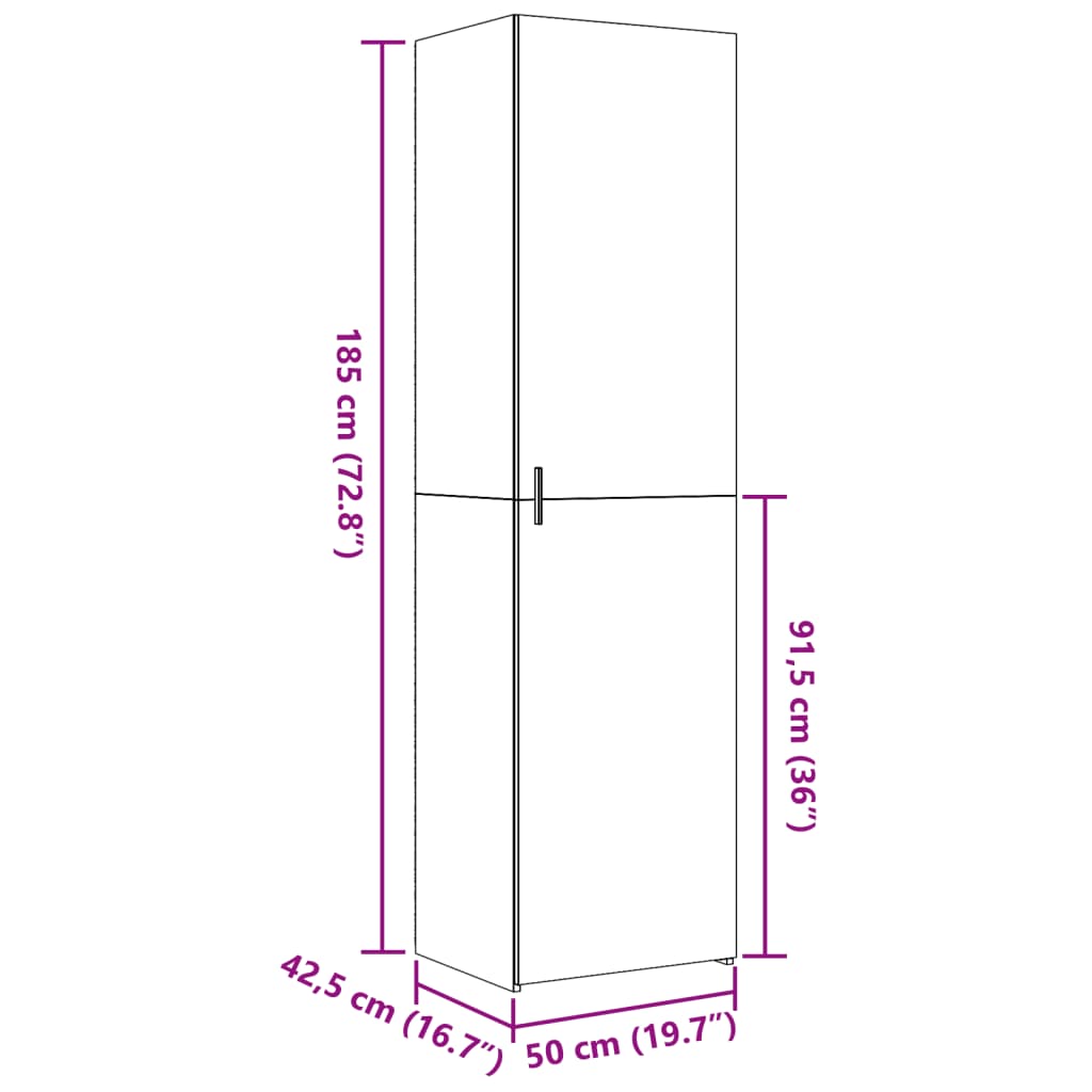 Highboard White 50x42,5x185 cm Engineered Wood