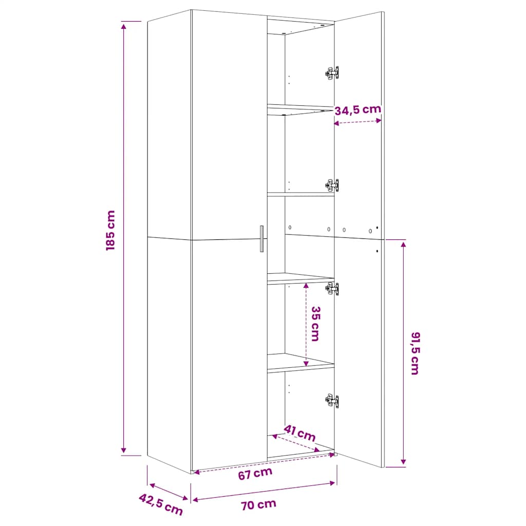 Highboard Smoked Oak 70x42,5x185 cm Engineered Wood