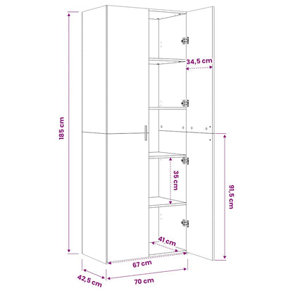 Highboard Smoked Oak 70x42,5x185 cm Engineered Wood