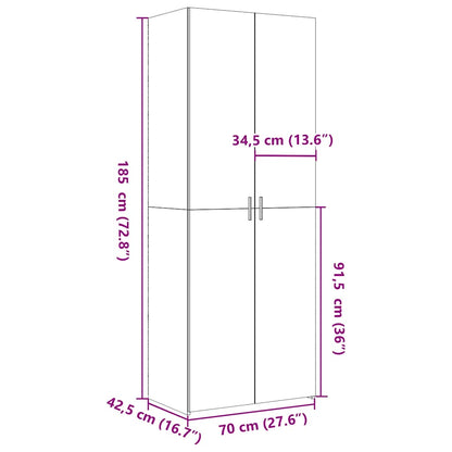 Highboard Grey Sonoma 70x42,5x185 cm Engineered Wood