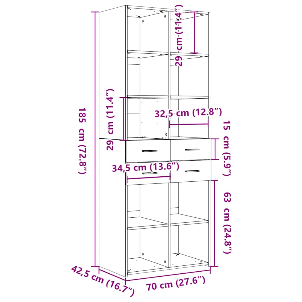 Highboard | Black | Engineered Wood | Large | Highboard | Rectangular