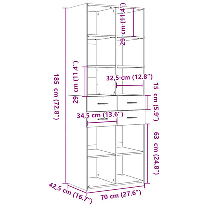 Highboard | Black | Engineered Wood | Large | Highboard | Rectangular