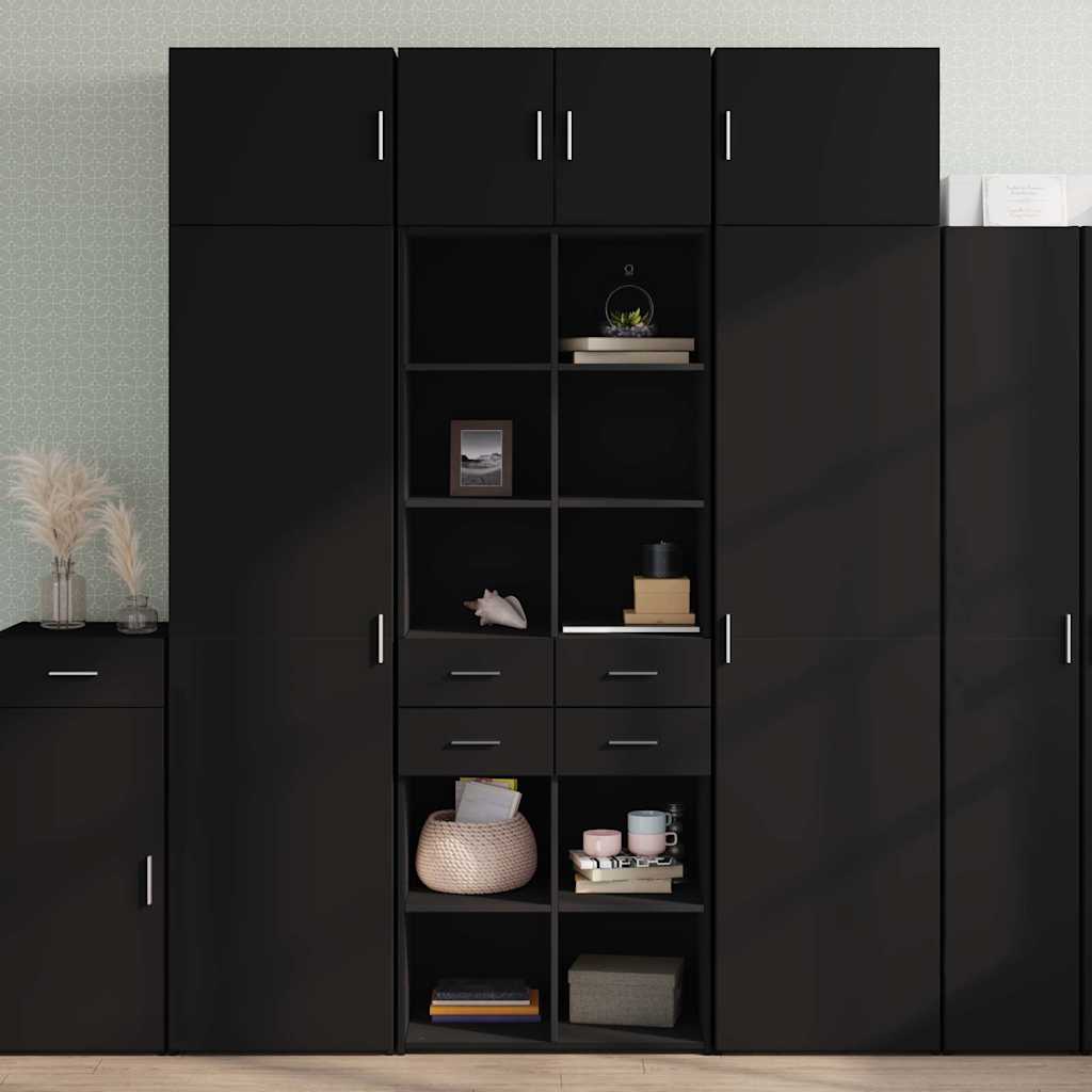 Highboard | Black | Engineered Wood | Large | Highboard | Rectangular