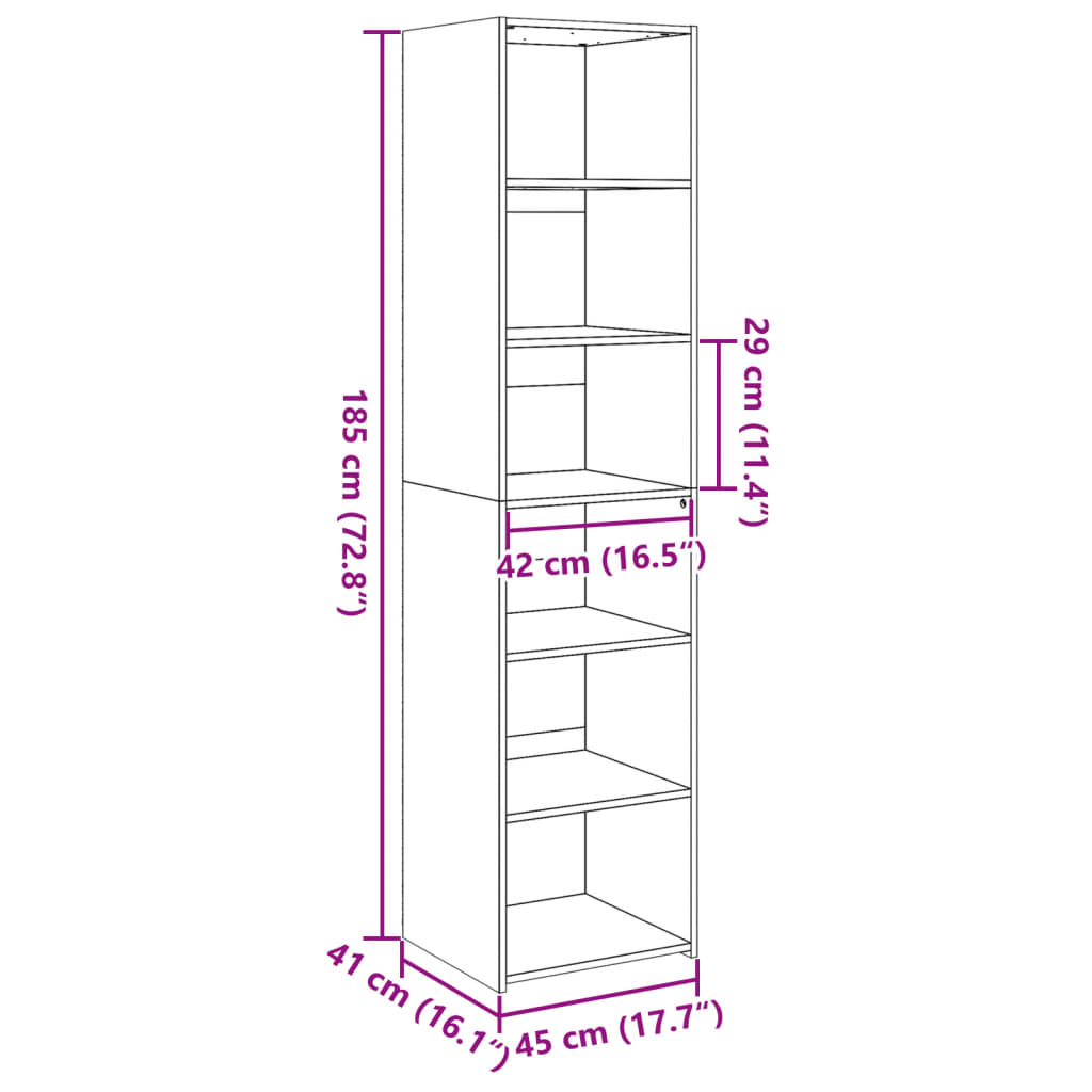 Highboard White 45x41x185 cm Engineered Wood