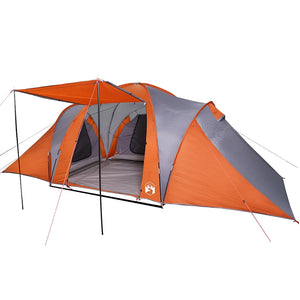 Family Tent Dome 6-Person Grey and Orange Waterproof