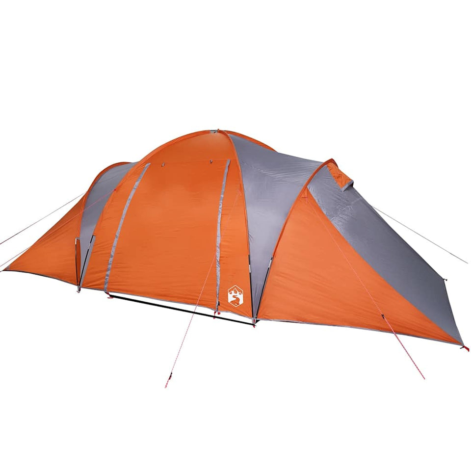 Family Tent Dome 6-Person Grey and Orange Waterproof