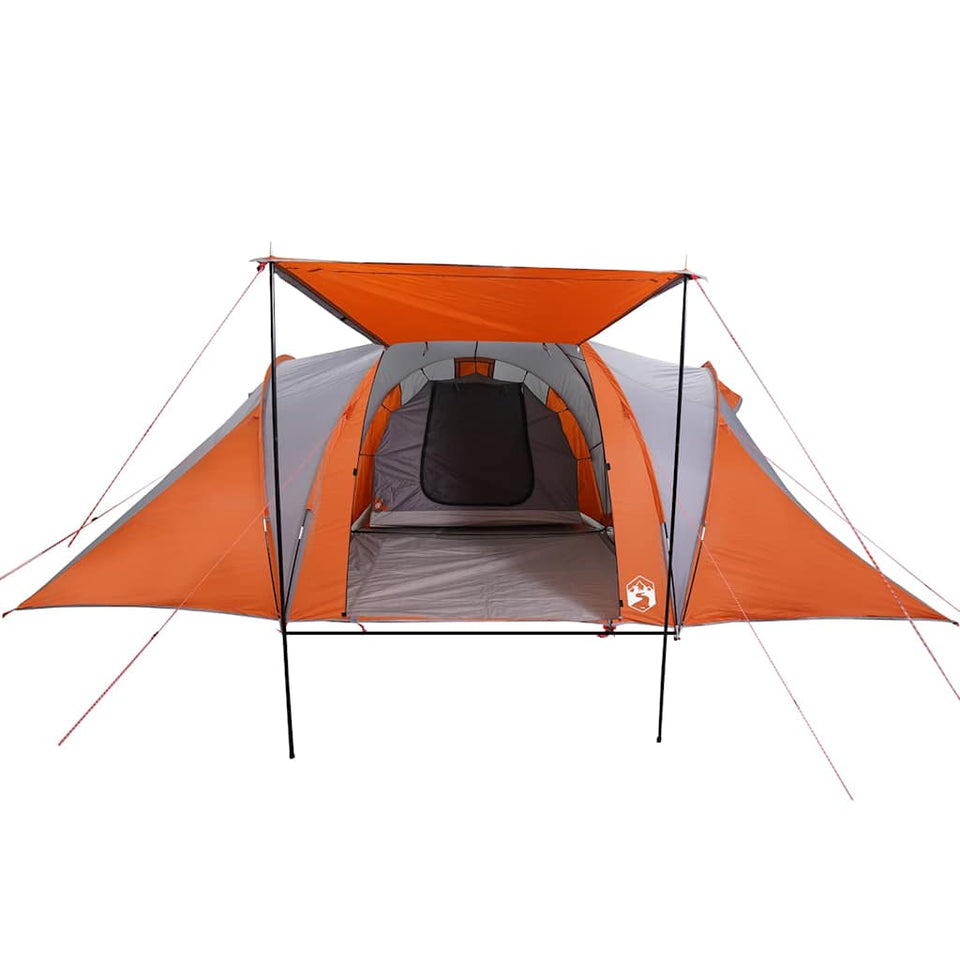 Family Tent Dome 6-Person Grey and Orange Waterproof