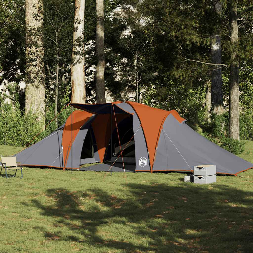 Family Tent Dome 6-Person Grey and Orange Waterproof