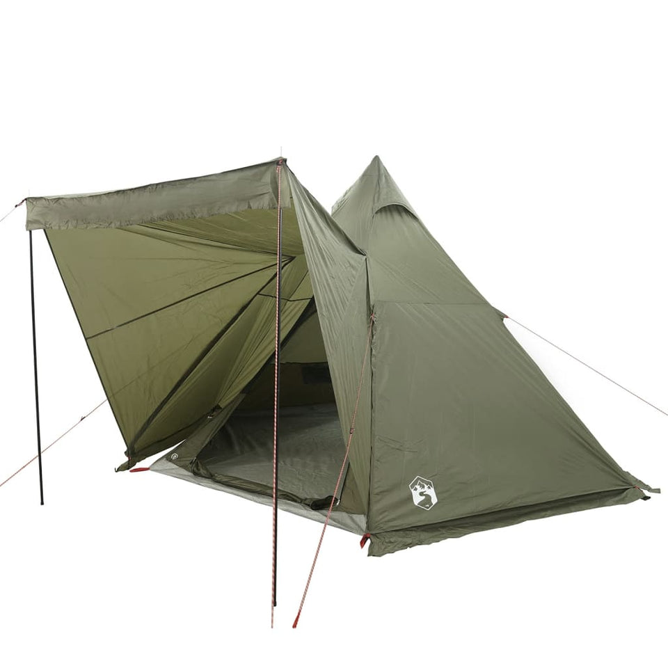 Family Tent Tipi 6-Person Olive Green Waterproof