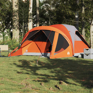 Family Tent Tunnel 6-Person Grey and Orange Waterproof