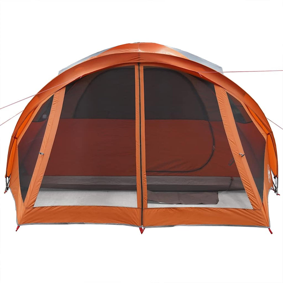 Family Tent Tunnel 6-Person Grey and Orange Waterproof