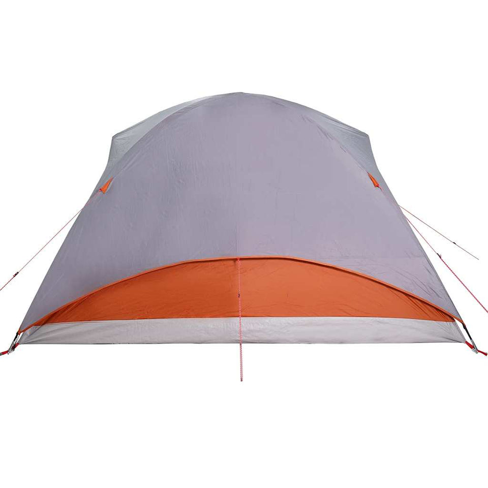 Family Tent Tunnel 6-Person Grey and Orange Waterproof