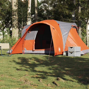 Family Tent Dome 6-Person Grey and Orange Waterproof