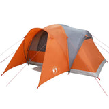 Family Tent Dome 6-Person Grey and Orange Waterproof