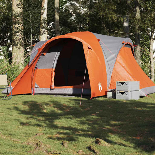 Family Tent Dome 6-Person Grey and Orange Waterproof