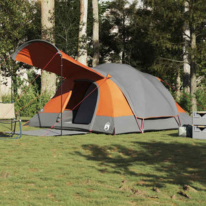 Family Tent Tunnel 8-Person Grey and Orange Waterproof