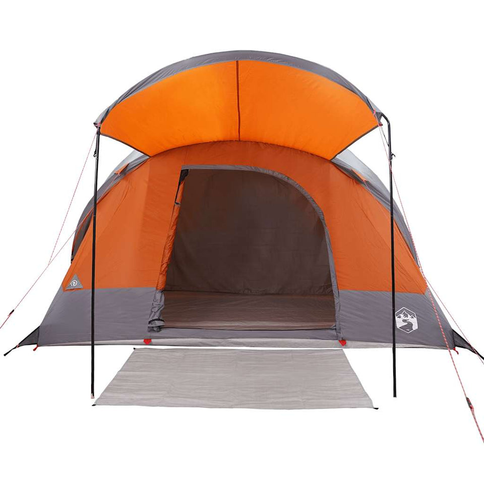 Family Tent Tunnel 8-Person Grey and Orange Waterproof