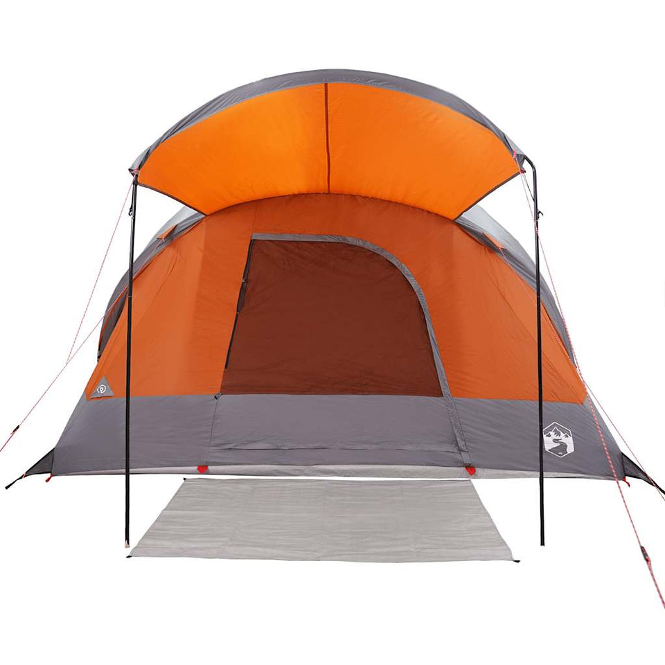 Family Tent Tunnel 8-Person Grey and Orange Waterproof