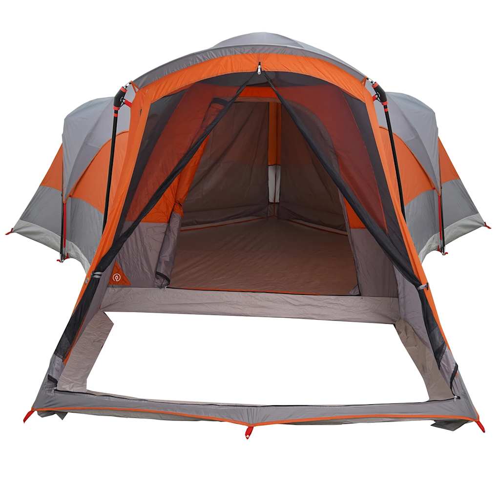 Family Tent Tunnel 8-Person Grey and Orange Waterproof