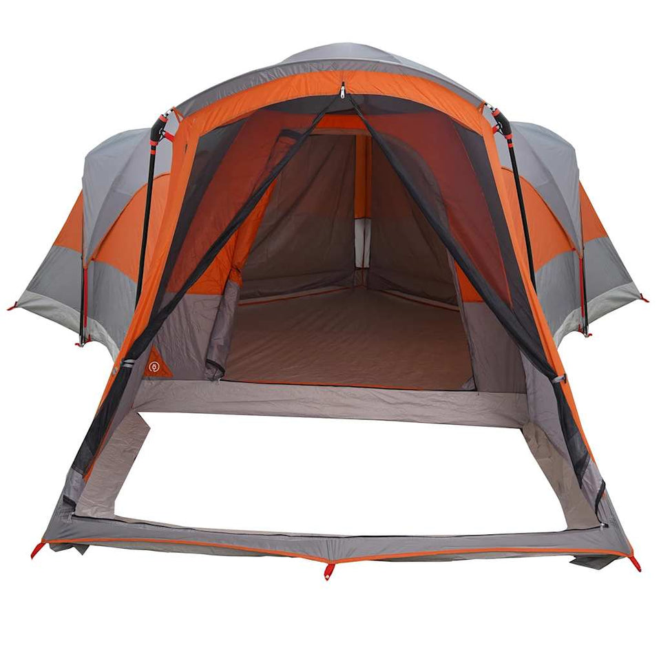 Family Tent Tunnel 8-Person Grey and Orange Waterproof