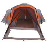 Family Tent Tunnel 8-Person Grey and Orange Waterproof