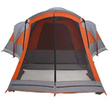 Family Tent Tunnel 8-Person Grey and Orange Waterproof