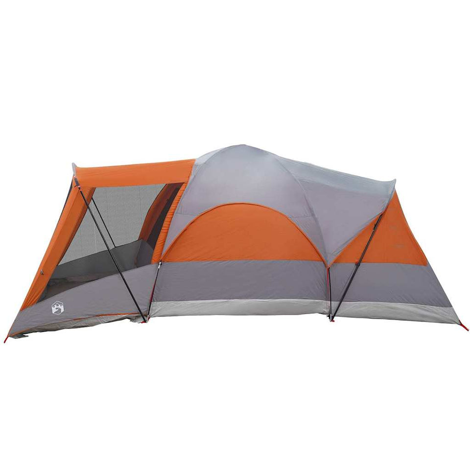 Family Tent Tunnel 8-Person Grey and Orange Waterproof