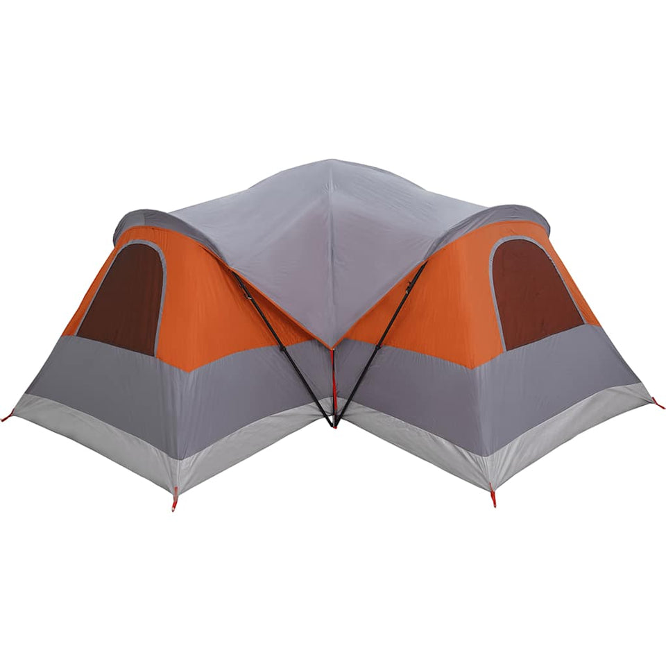 Family Tent Tunnel 8-Person Grey and Orange Waterproof