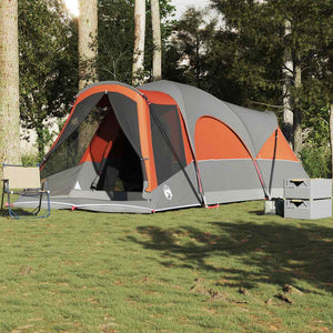 Family Tent Tunnel 8-Person Grey and Orange Waterproof