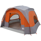 Family Tent Cabin 6-Person Grey and Orange Waterproof