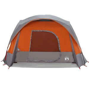 Family Tent Cabin 6-Person Grey and Orange Waterproof