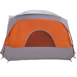 Family Tent Cabin 6-Person Grey and Orange Waterproof