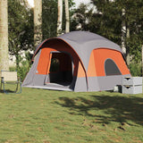 Family Tent Cabin 6-Person Grey and Orange Waterproof