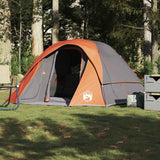 Family Tent Cabin 6-Person Grey and Orange Waterproof