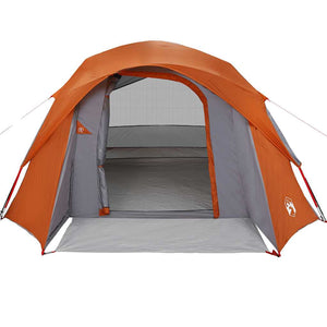 Family Tent Cabin 6-Person Grey and Orange Waterproof