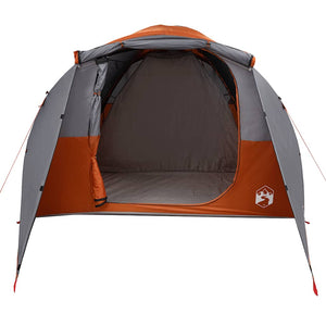 Family Tent Tunnel 6-Person Grey and Orange Waterproof