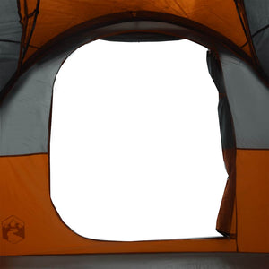 Family Tent Tunnel 6-Person Grey and Orange Waterproof