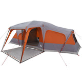 Family Tent with Porch Dome 9-Person Grey and Orange Waterproof